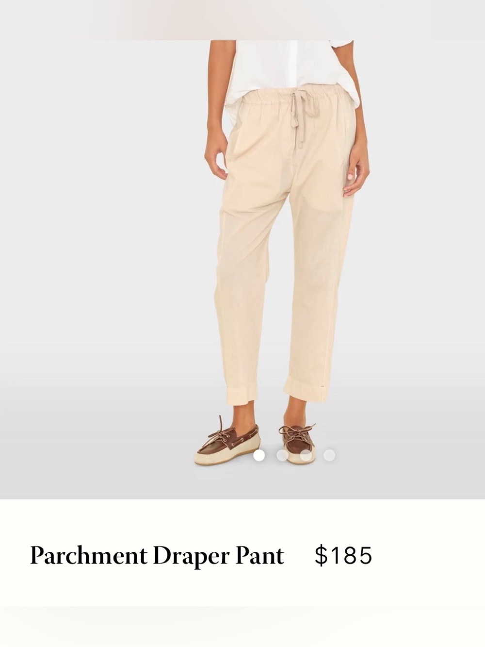 NWOT XIRENA draper drawstring pants in parchment sz L $185